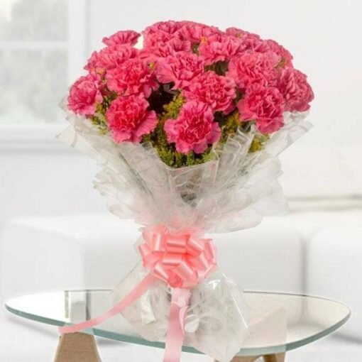 Beautiful Pink Carnation Bouquet with fresh blooms, perfect for expressing love, admiration, and elegance in any occasion or celebration.