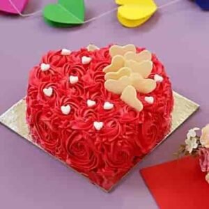 Heart Designer Cake beautifully decorated for special occasions, featuring intricate designs and vibrant colors, perfect for anniversaries, weddings, or romantic celebrations.