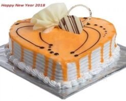 Heart-shaped butterscotch cake, elegantly decorated, perfect for romantic celebrations or special occasions, showcasing a deliciously creamy texture and sweet flavor.