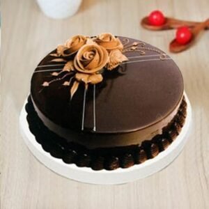 Rose Decor Chocolate Cake with rich chocolate layers and elegant rose decorations, ideal for birthdays, anniversaries, and special celebrations.