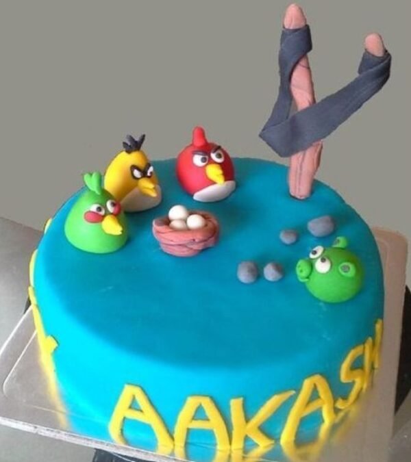 Colorful Angry Bird Cake designed with playful characters and vibrant colors, perfect for children's birthdays and themed parties.