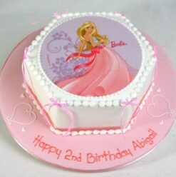 Barbie Doll Photo Cake with colorful design, perfect for birthday celebrations and special occasions featuring a personalized Barbie theme.