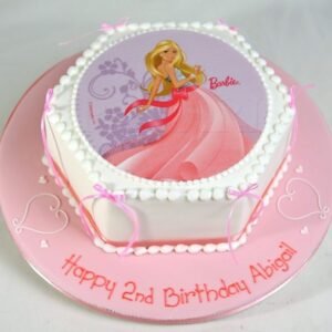 Barbie Doll Photo Cake with colorful design, perfect for birthday celebrations and special occasions featuring a personalized Barbie theme.