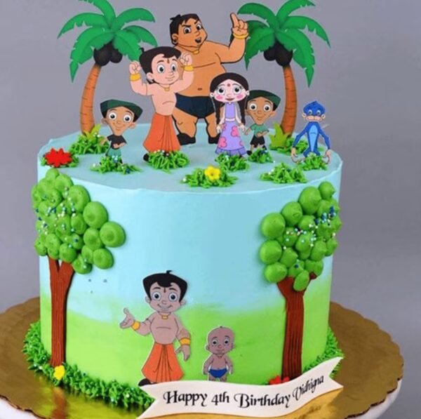 Chhota Bheem Adventure Cake with colorful designs and tasty flavors, ideal for children's birthday parties and fun celebrations.