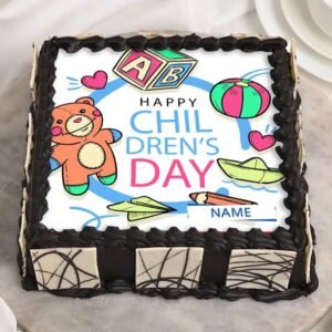 Children’s Day Custom Name Cake featuring personalized decorations, perfect for celebrating your child's special day with a unique and delightful treat.