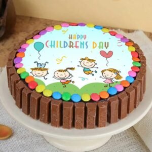 Custom Children's Day Kit Kat Photo Cake – Delicious Chocolate Cake with Personalized Photo