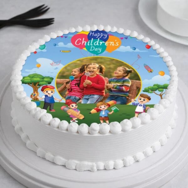 Children's Day Moments Photo Cake featuring personalized photos and vibrant decorations, ideal for celebrating special moments with family and friends.