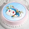 Doraemon Cartoon Cake designed with vibrant colors and playful decorations, featuring the beloved blue robot cat, ideal for children's birthdays.