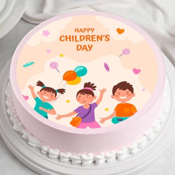 Elegant Children's Day Cake featuring delicate decorations and a stylish design, perfect for adding a sophisticated touch to Children's Day festivities.