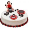 Gym Workout Cake decorated with weights and dumbbells, perfect for fitness enthusiasts looking for a healthy yet indulgent dessert.