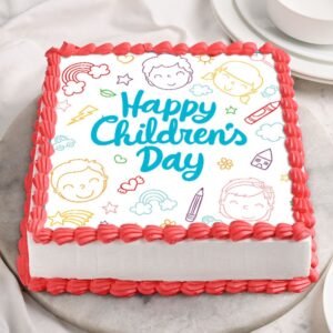 Happy Children's Day Cake decorated with colorful designs and cheerful elements, ideal for celebrating the joy of children's special day.