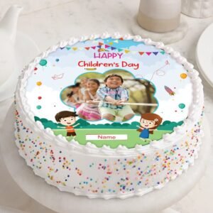 Happy Moments Children's Photo Cake featuring vibrant and colorful designs, personalized with photos, perfect for adding a special touch to your child's celebration.