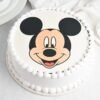 Mickey Round Cake decorated with a cheerful Mickey Mouse design, ideal for children's birthdays and celebrations, featuring layers of delicious cake.