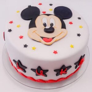 Mickey's Magical Fondant Cake with vibrant designs and delightful flavors, ideal for children's birthday parties and themed celebrations.