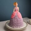 Lovely Pink Princess Barbie Cake Featuring Edible Decorations and Fondant Details