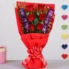 Romantic Red Roses with Chocolate Bliss featuring a stunning bouquet of fresh red roses alongside delicious chocolate treats, ideal for expressing love.