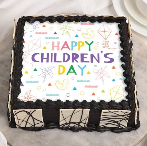 Yummilicious Children's Day Cake with colorful decorations and layers of rich frosting, perfect for celebrating children's special moments and joyous occasions.