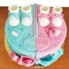 Gender Reveal Celebration Cake featuring vibrant decorations and a hidden surprise, perfect for adding excitement to your baby shower.