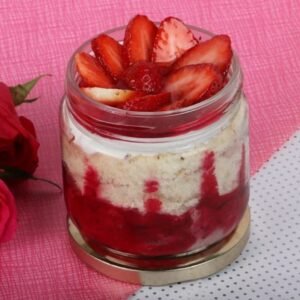 Berry Bliss Delight Jar Cake - A layered dessert in a jar featuring mixed berries and creamy cake, perfect for indulgence and gifting.