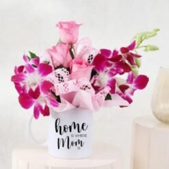 Blooming Mug Delight for Mom – a charming floral arrangement in a decorative mug, ideal for brightening mom's day with vibrant flowers.