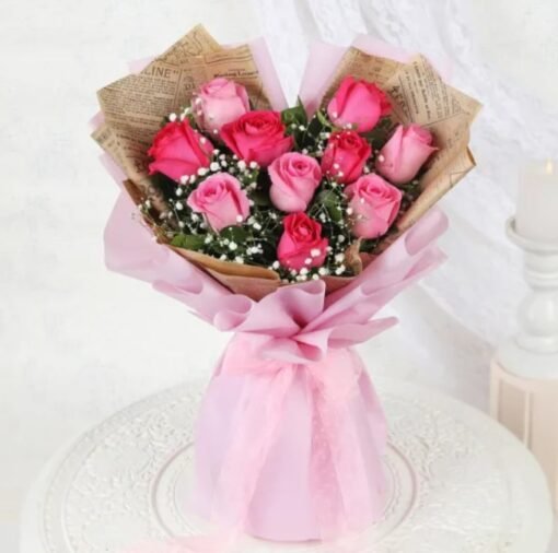 Blush Rose Luxury Arrangement featuring a lush bouquet of soft blush roses, perfect for adding elegance and romance to special moments.