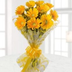 Bright Yellow Gerberas featuring a vibrant arrangement of cheerful yellow gerbera flowers, ideal for celebrating joy and bringing brightness to any occasion.