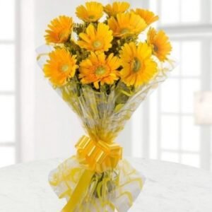 Bright Yellow Gerberas featuring a vibrant arrangement of cheerful yellow gerbera flowers, ideal for celebrating joy and bringing brightness to any occasion.