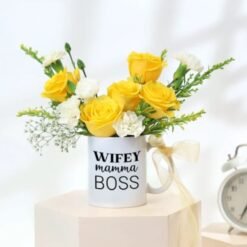 Charming Blossom Mug featuring a lovely arrangement of colorful flowers in a decorative mug, ideal for gifts and brightening any space.