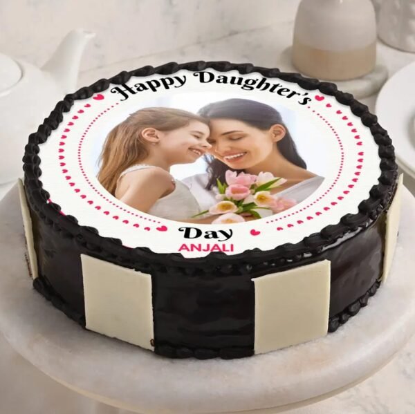 Daughter's Day Joy Photo Cake featuring a personalized edible image, designed to celebrate special moments and create lasting memories with your daughter.