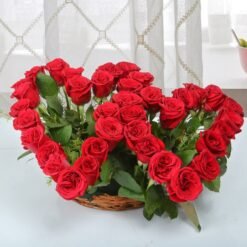 Double Heart Rose Bouquet featuring a romantic arrangement of roses shaped into two hearts, ideal for expressing love and affection.