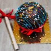 Gourmet Choco Piñata Delight featuring a rich chocolate cake designed to burst open, revealing a treasure of colorful candies and treats inside.