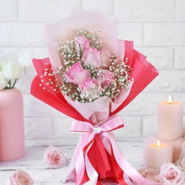 Graceful Pink Flower Bunch featuring a beautiful arrangement of delicate pink flowers, perfect for gifting or enhancing any special celebration.