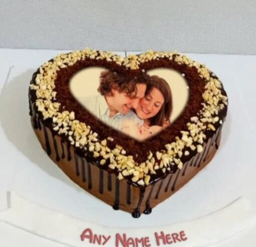 Heart Shaped Photo Cake with personalized photo, perfect for celebrating special occasions like anniversaries, birthdays, and romantic events.