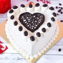 Mocha Love Heart Cake beautifully designed with rich coffee and chocolate flavors, perfect for romantic celebrations and special occasions.