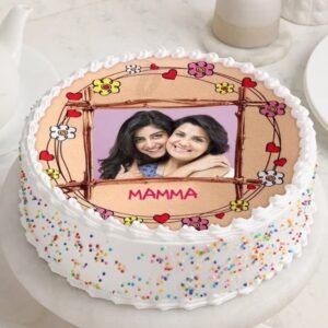 Personalized Mom's Memory Lane Photo Cake, ideal for birthdays and special occasions, showcasing custom designs that celebrate cherished memories.