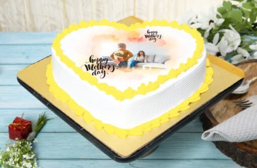 Mother's Day Memory Photo Cake personalized with a special photo, perfect for celebrating cherished memories and honoring mom.