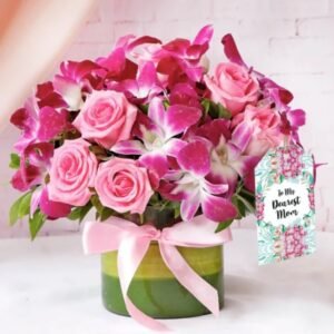 Orchid-Rose Bliss for Mom – a luxurious bouquet combining elegant orchids and romantic roses, ideal for celebrating special moments and expressing love.