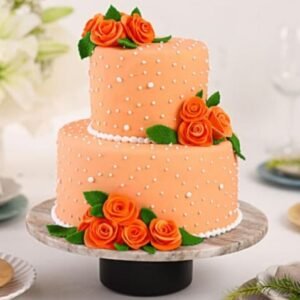 Beautiful Peachy Flower Bunch Multitier Cake with soft layers and floral decorations, ideal for weddings and special celebrations.