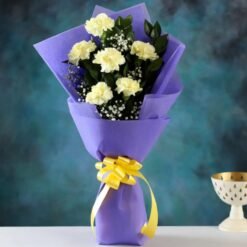 Radiant Golden Carnation Bouquet showcasing vibrant golden carnations, perfect for adding warmth and elegance to celebrations and special moments.