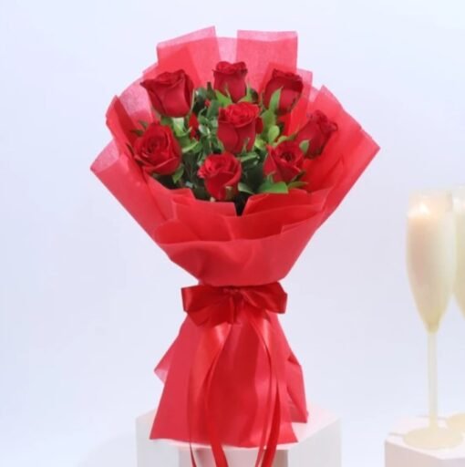 Romantic Embrace Bouquet showcasing a beautiful arrangement of elegant flowers, perfect for expressing love and affection on special occasions.