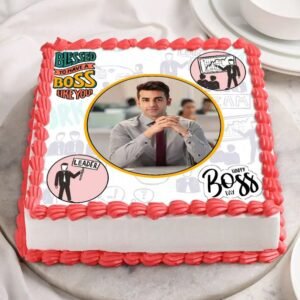 Personalized Boss Day Square Cake with custom design and flavors, perfect for celebrating and honoring your boss on their special day.