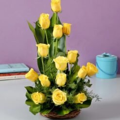 Sunshine Yellow Rose Bouquet featuring a bright and cheerful arrangement of yellow roses, ideal for gifts and celebrating happiness.