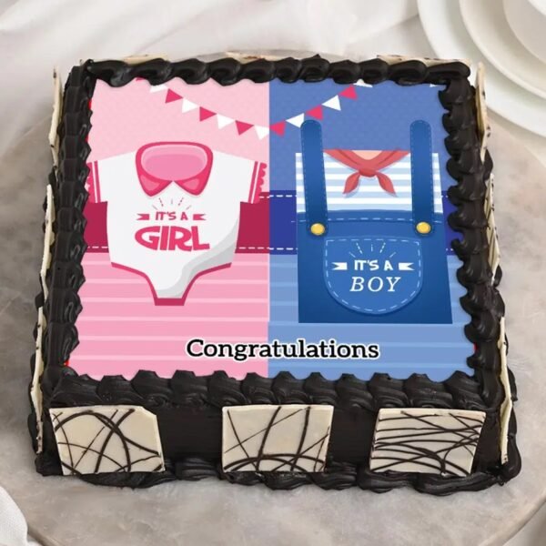 Blissful Arrival Baby Shower Cake featuring soft colors and elegant decorations, perfect for celebrating the arrival of a new baby.