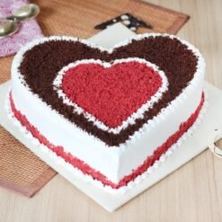 Velvet Chocolate Heart Bliss cake with rich chocolate flavors, heart-shaped design, perfect for special occasions and celebrations.