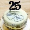 Elegant 25 Years Anniversary Cake, adorned with golden accents, symbolizing 25 years of love and togetherness, perfect for celebrations.