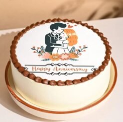 Anniversary Bliss Photo Cake featuring a customizable edible photo and elegant decorations, perfect for celebrating cherished anniversary moments.