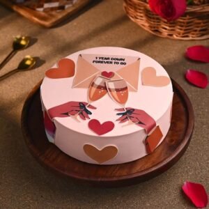 Anniversary Bliss Treat cake adorned with elegant designs and a romantic theme, perfect for celebrating love and cherished memories.