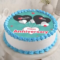 Anniversary Photo Cake featuring a personalized edible photo and elegant decorations, perfect for celebrating cherished moments of togetherness.