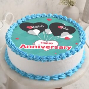 Anniversary Photo Cake featuring a personalized edible photo and elegant decorations, perfect for celebrating cherished moments of togetherness.