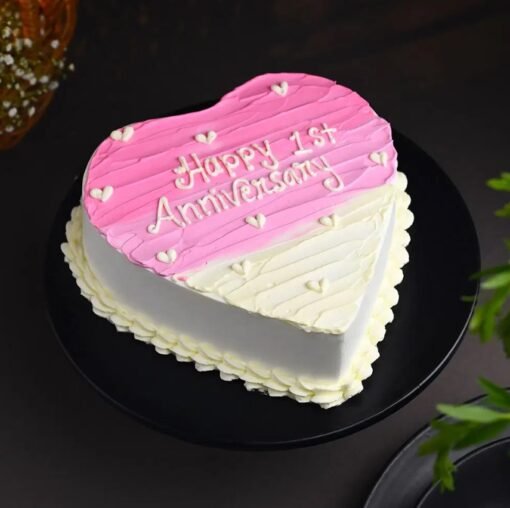 Anniversary Sweetheart Cake with a heart-themed design, featuring elegant decorations and a romantic vibe perfect for celebrating love.